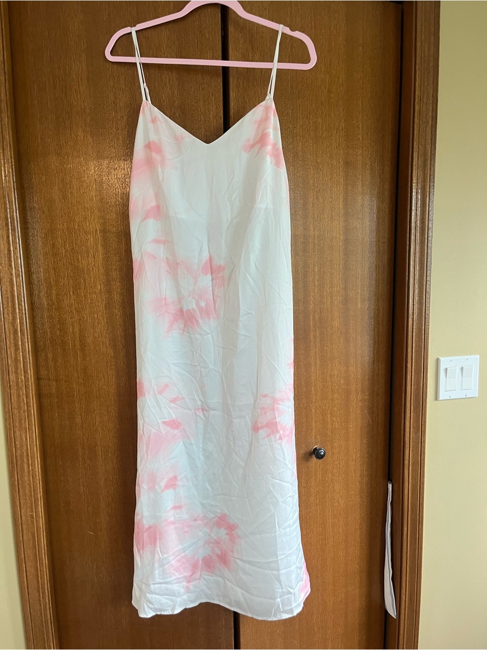 Dex White Slip Dress with Soft Pink Accents